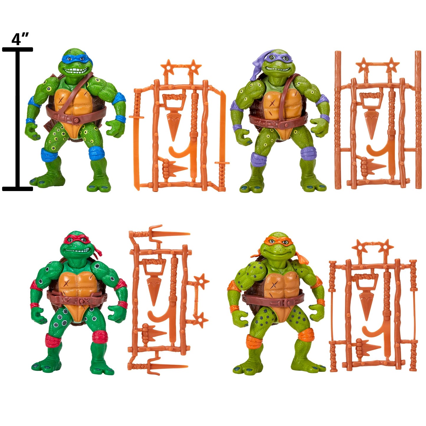 Teenage Mutant Ninja Turtles Micro Mutant Bundle - Classic Movie Star Figures, Multi-Color, Model 80995, Plastic