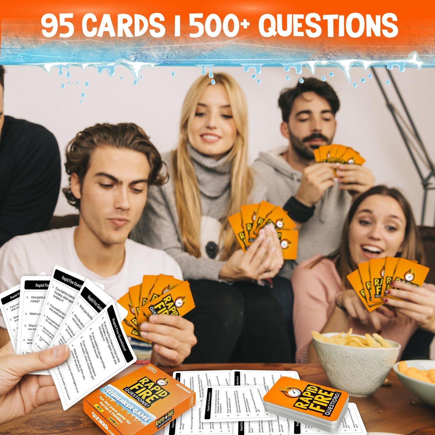 QUOKKA Icebreaker Cards - 500+ Questions for Family & Adults Game Night - Travel Version - Cardboard - Rapid Fire Original