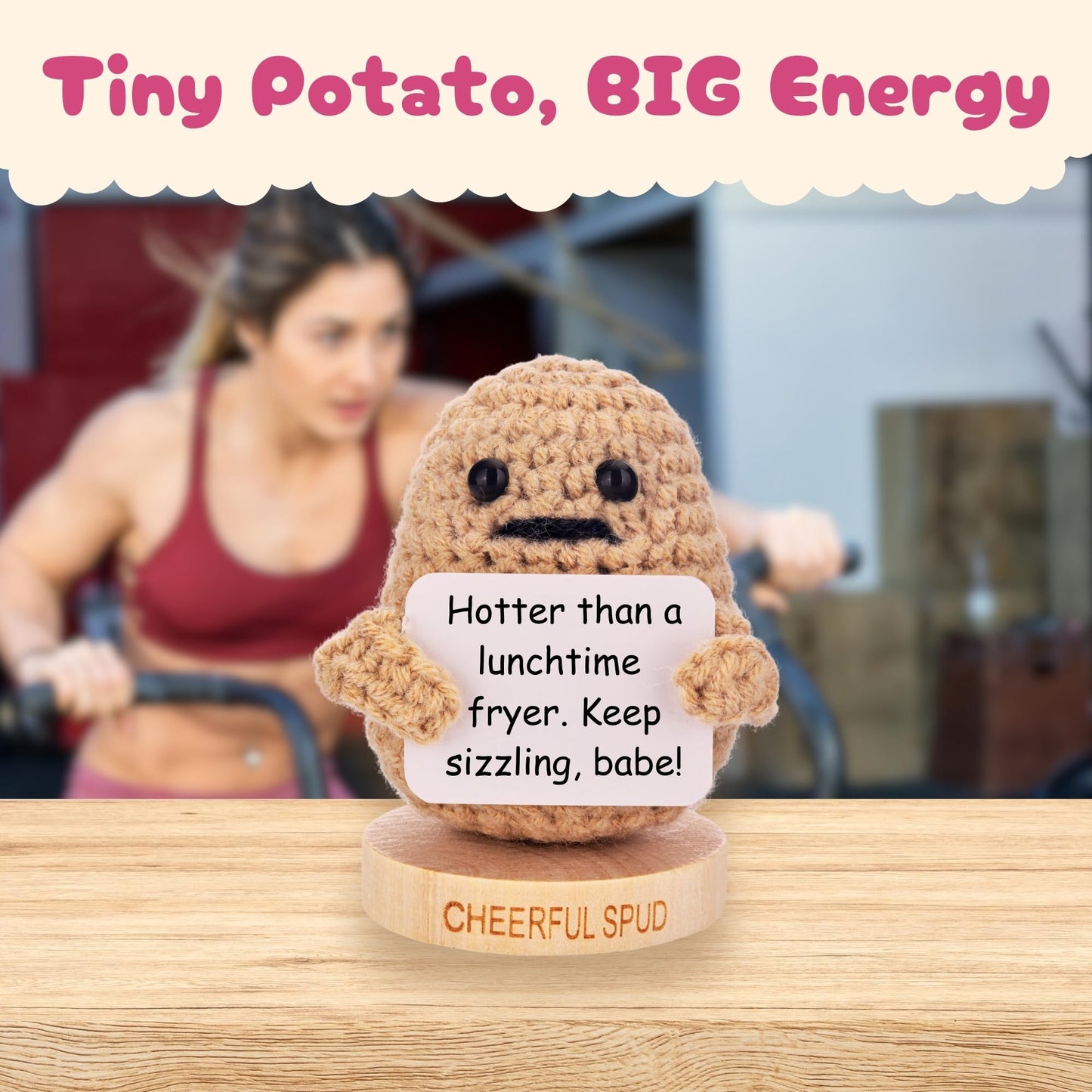 Empowering Gifts For Women - The Sassy Spud: Badass Edition | Cute Knitted Potato With 30 Swappable Motivational Messages - Stoc
