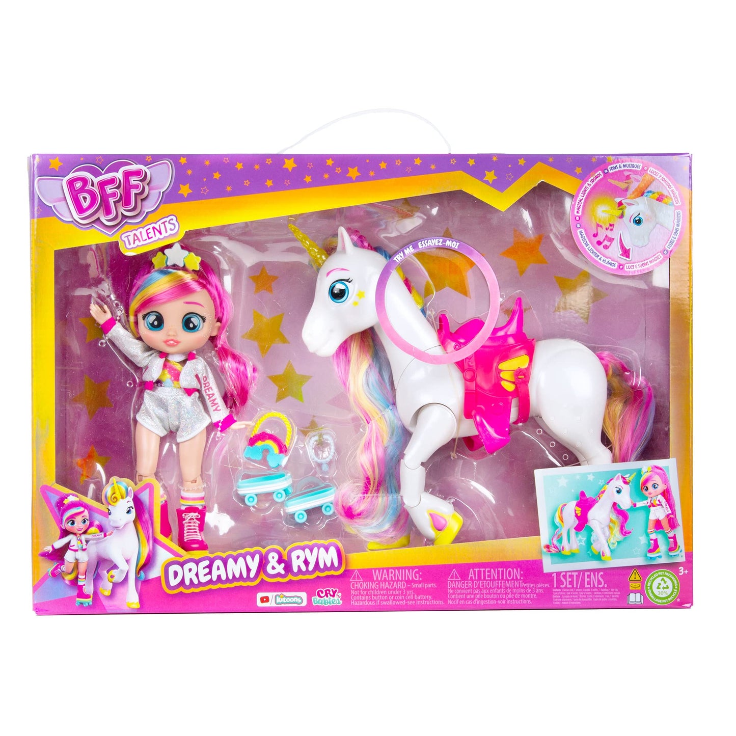 Cry Babies Dreamy & Rym Fashion Doll - 7.8 Inch, Multicolor, 9+ Surprises, Ages 5+, Model 87798, Plastic