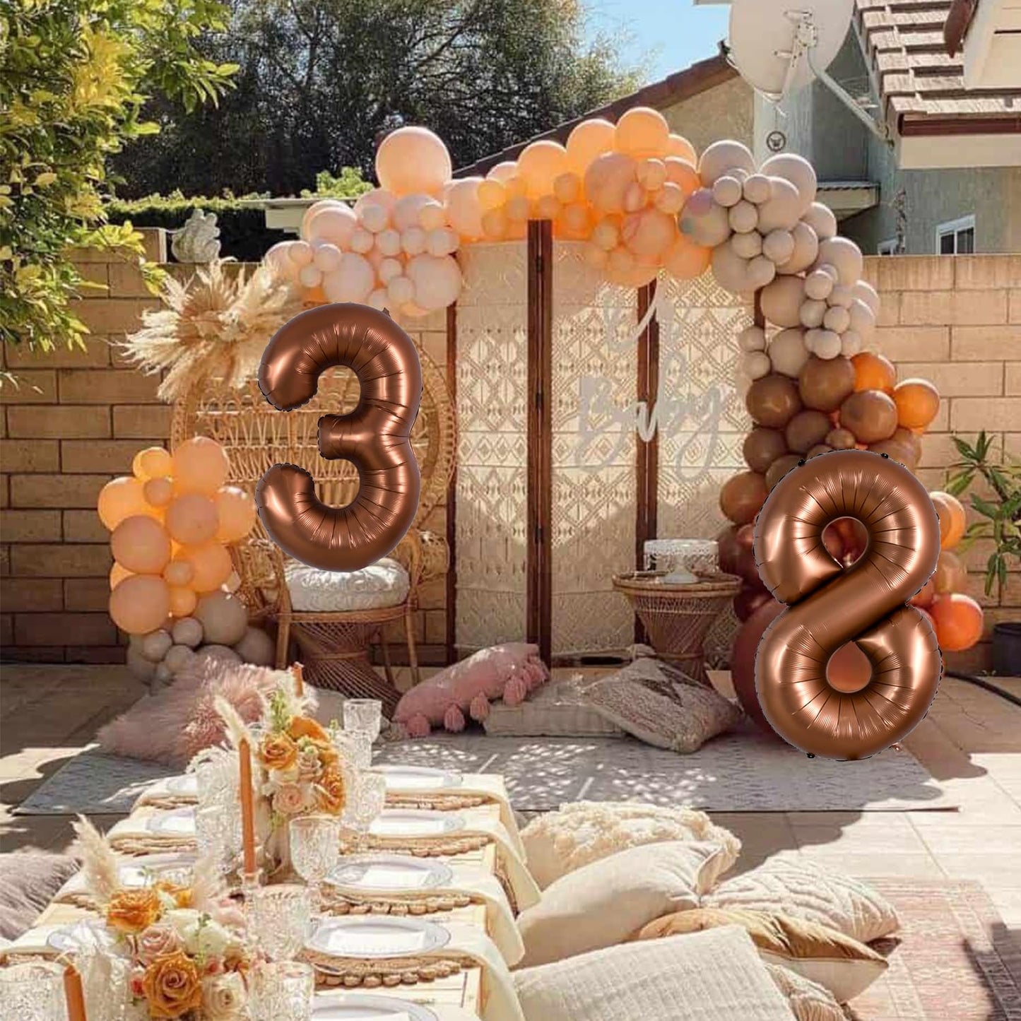 Toniful 40 Inch Coffee Brown Large Numbers Balloon 0-9 Birthday Party Decorations,Big Chocolate Number 3 Foil Balloon Digital 3