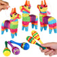 Hungdao 18 Pcs Mexican Fiesta Decor Include 12 Wooden Maracas Bulk 6 Mini Donkey Piatas Mexican Theme Decorations for Maracas Pa