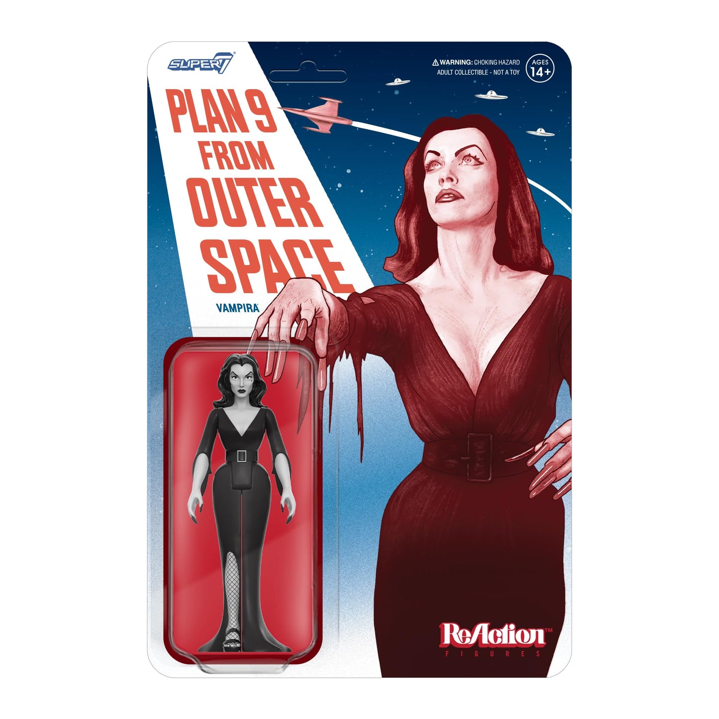 Super7 Vampira Plan 9 From Outer Space Grayscale - 3.75' Vampira Action Figure Classic Horror Movie Collectibles And Retro Toys