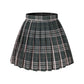 Girlss Short Pleated Plaid Costumes Skirt(Black Mixed Pink,Small)