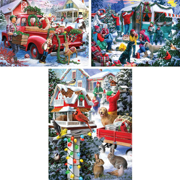 Bits And Pieces - Value Set Of Three (3) 300 Piece Jigsaw Puzzles For Adults - Puzzles Measure 18' X 24' - 300 Pc Camp Holiday T