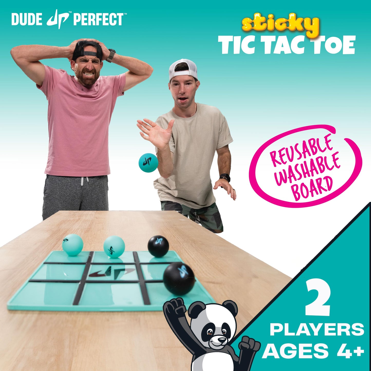 Dude Perfect Sticky Tic Tac Toe Game for Kids, 2 Players, Ages 4+, Plastic Tabletop Activity for Family Game Night and Parties