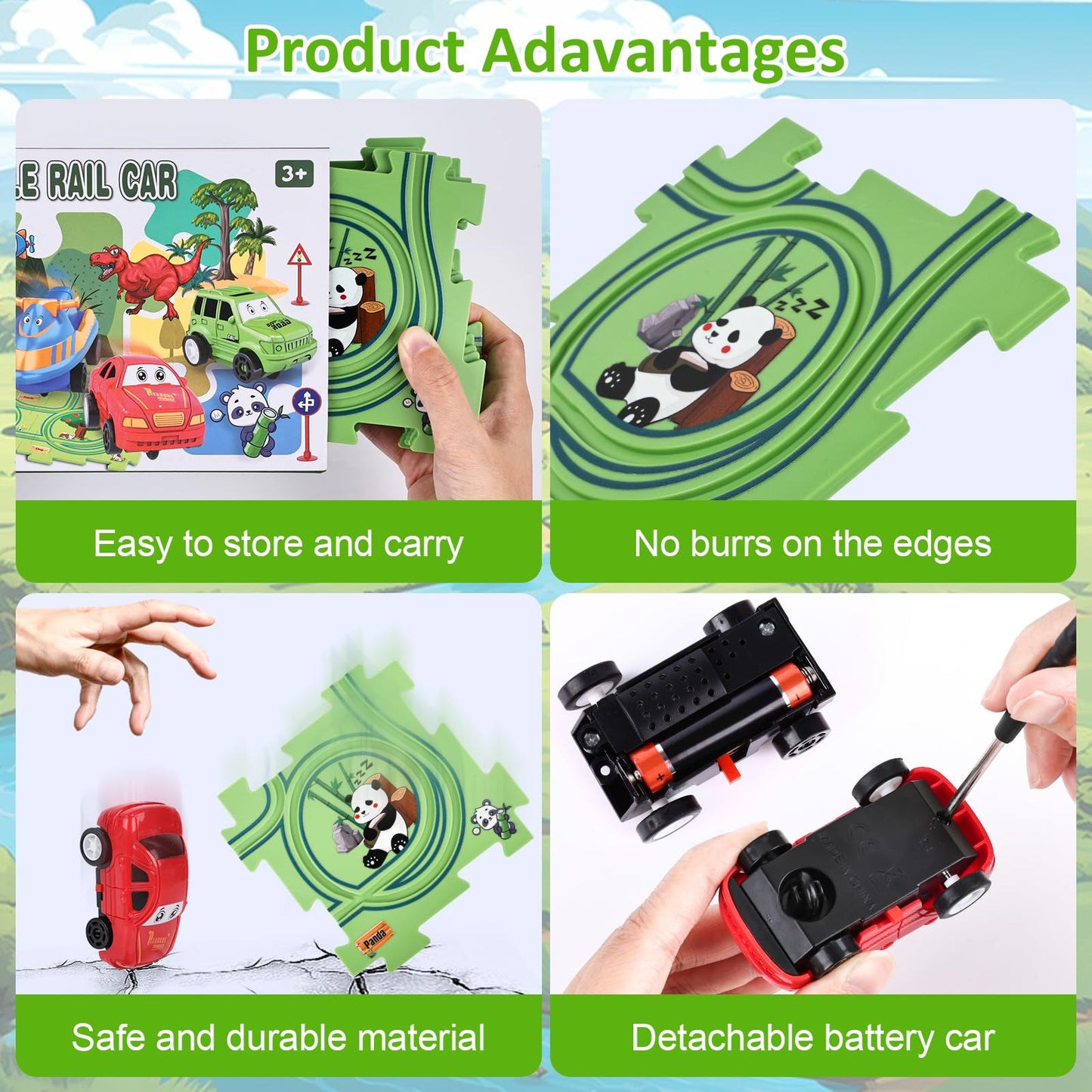 25Pcs Puzzle Racer Kids Car Track Set, Puzzle Track Car Play Set Jungle Themed Series, Rail Car Puzzle Track, Puzzle Racer, Educ