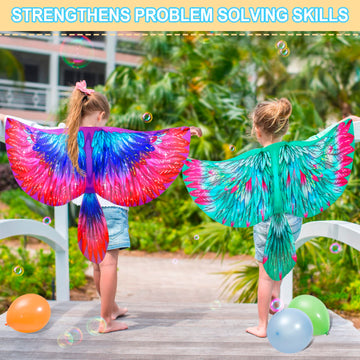 Irolewin Bird-Wings-Costume For Kids And Headband, Eagle-Parrot Dress-Up-Wings For Girls Boys Halloween-Party Favors (Green)