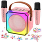 Mini Karaoke Machine With 2 Wireless Microphones, Adults Kids Toys, Gems Stickers, Portable Bluetooth Speaker, Christmas Birthday Gifts For Girls 4, 5, 6, 7, 8, 9 + Year Old (Pink)