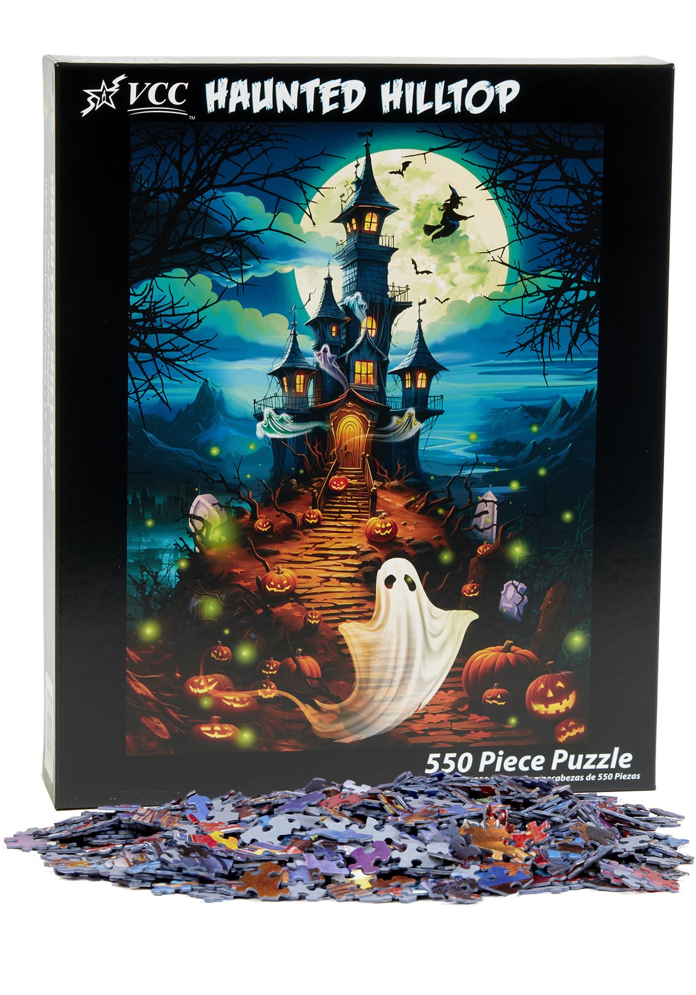 Vermont Christmas Company Haunted Hilltop Halloween Jigsaw Puzzle, 550 Pieces, 24" x 18", Puzzle Board, Model VC1320