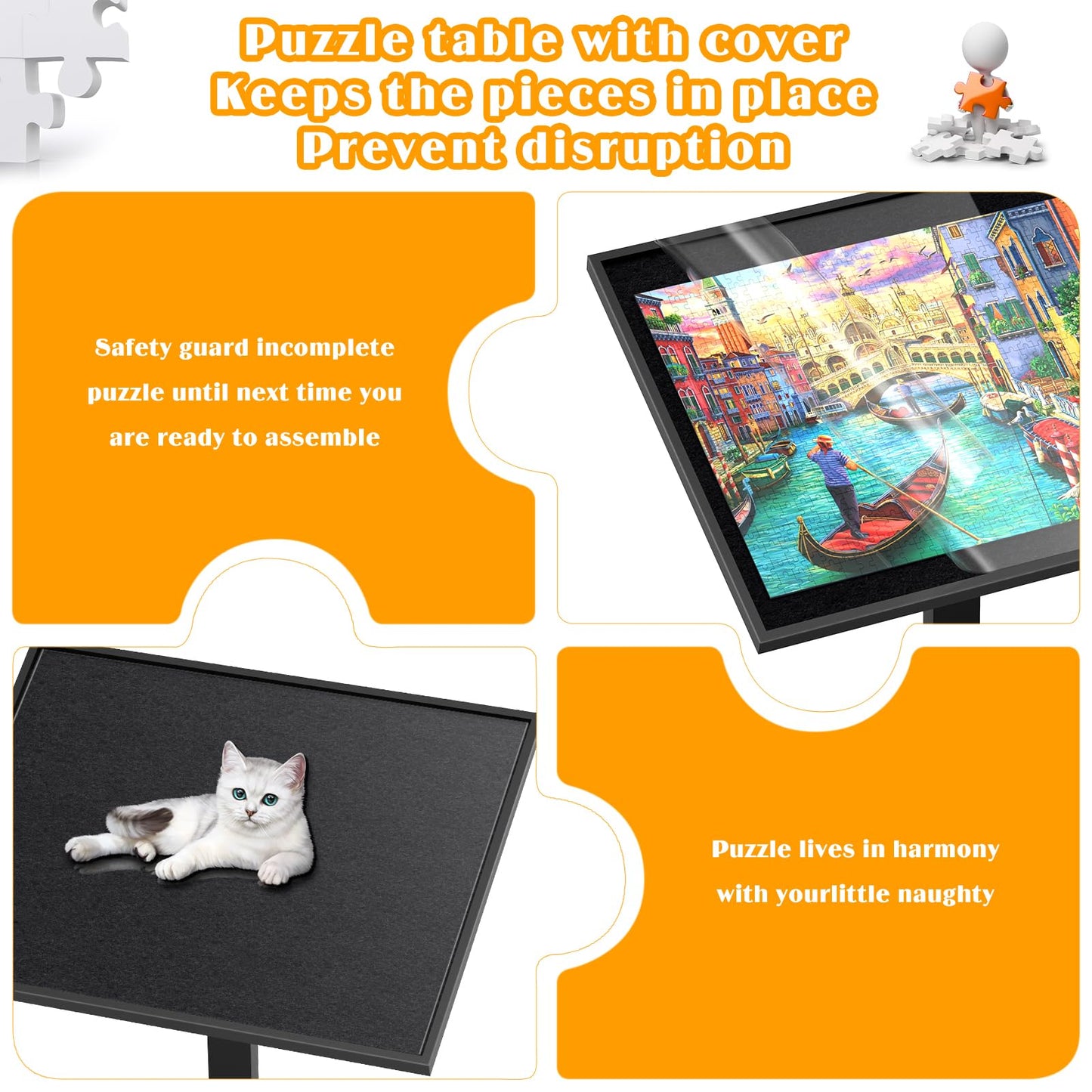 1500 Piece Jigsaw Puzzle Table With Legs,28''X35'' Large Puzzle Table For Adults,Adjustable Height &12 Tilt Angles,Wooden Jigsaw