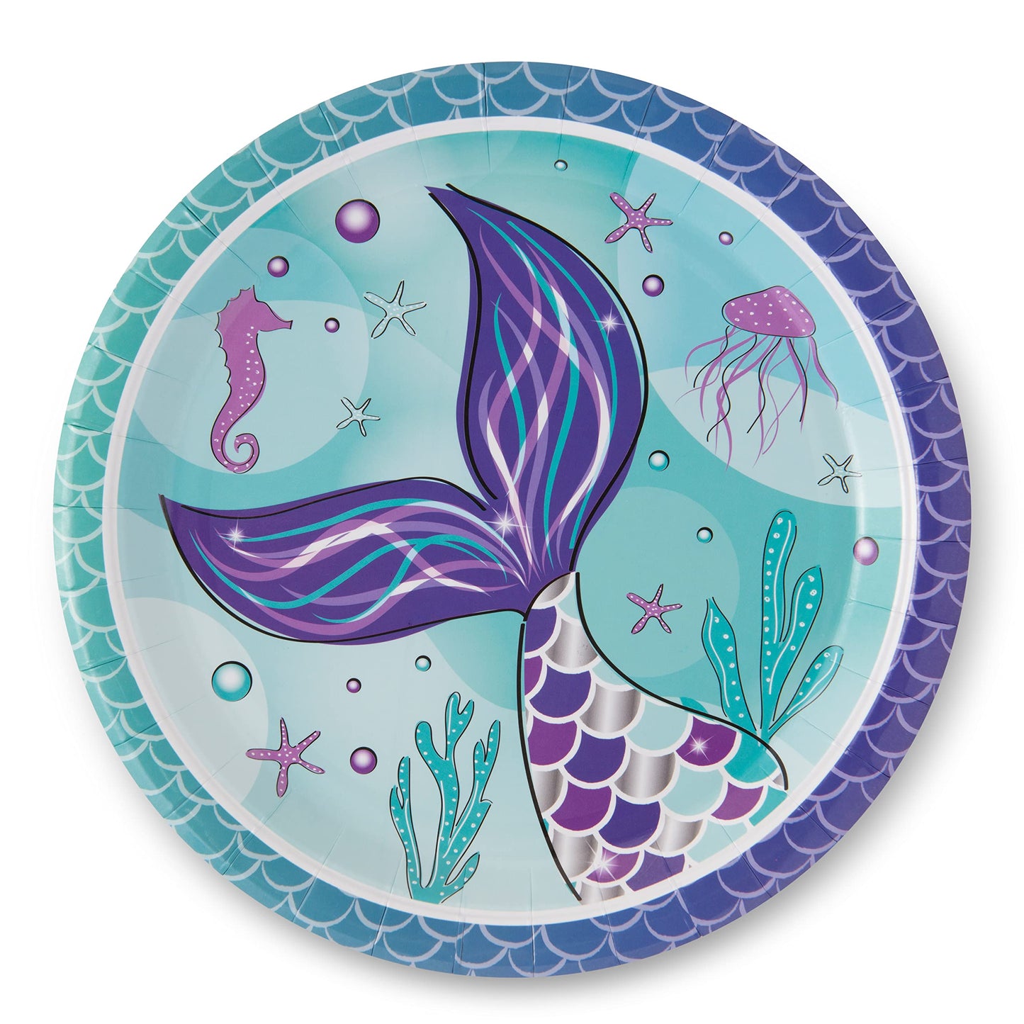 Royal Bluebonnet Mermaid Party Plates - 24 Sets Of Mermaid Plates And Napkins Party Supplies, Mermaid Paper Plates, Mermaid Birt