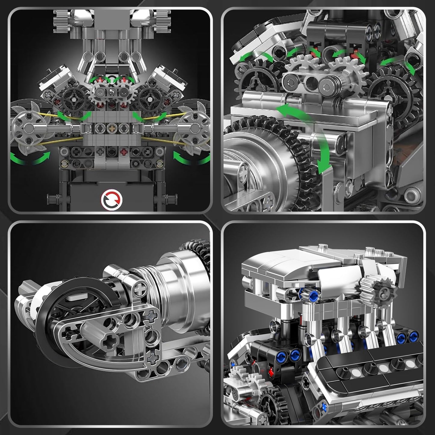 Mould King Supercar V8 Engine Building Blocks Sets, Build A Engine Model Kit That Runs, Moc Engineering Model Building Kit, 737