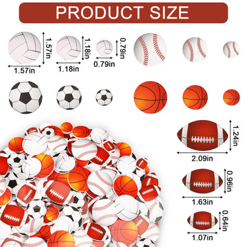 Julbear 300Pcs Foam Sports Stickers For Kids Self-Adhesive Stickers Including Basketball Football Soccer Volleyball Sports Party