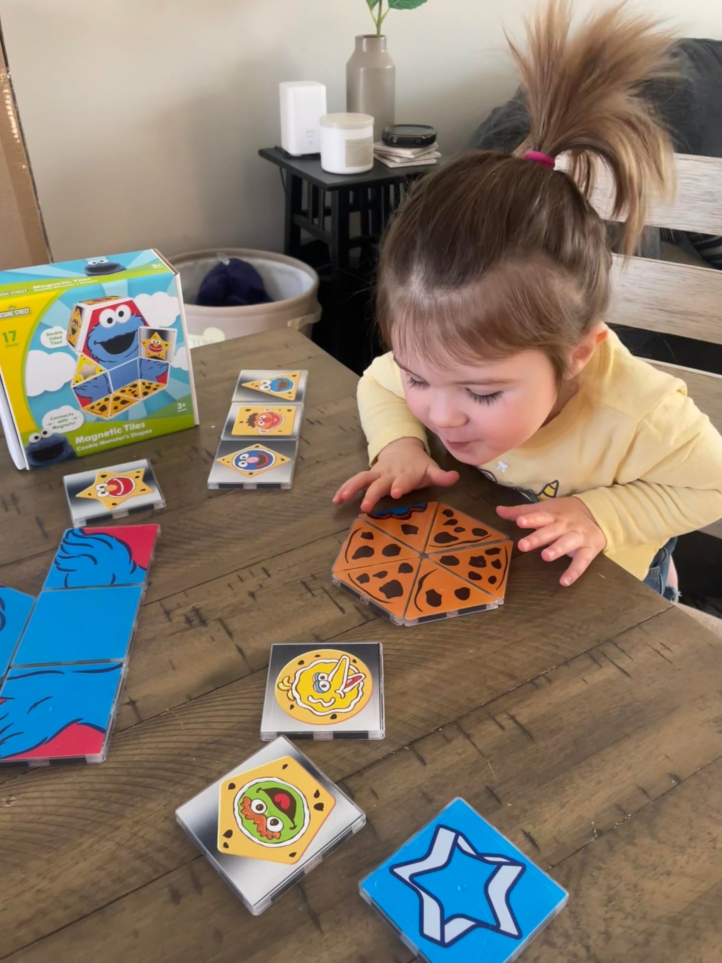 Createon Sesame Street Cookie Monsters Shapes Magnetic Playset, Magnetic Building Toys, Stem & Montessori Educational Toys For A