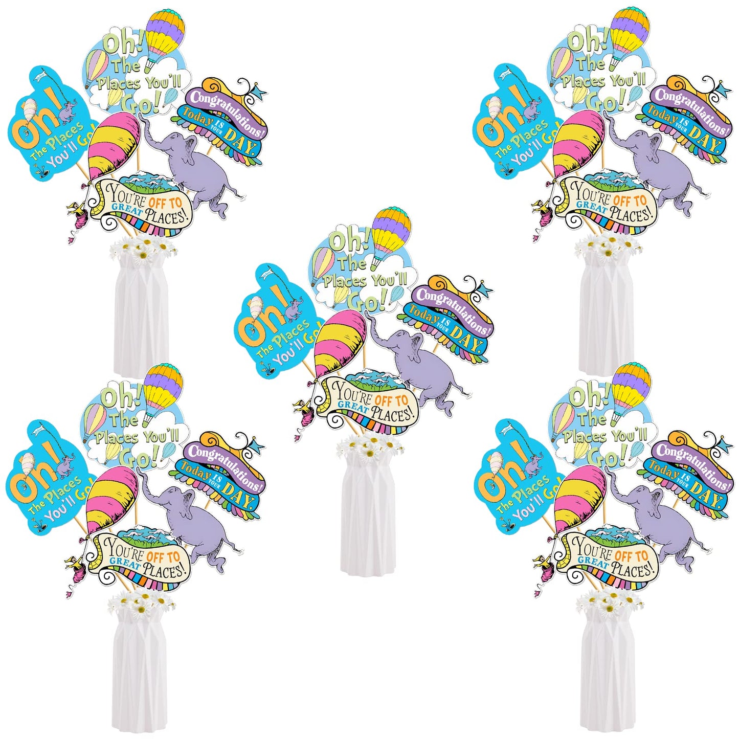 Oh The Places Youll Go Decorations 24Pcs Oh The Places Youll Go Centerpiece Sticks Kindergarten Graduation Party Centerpieces 