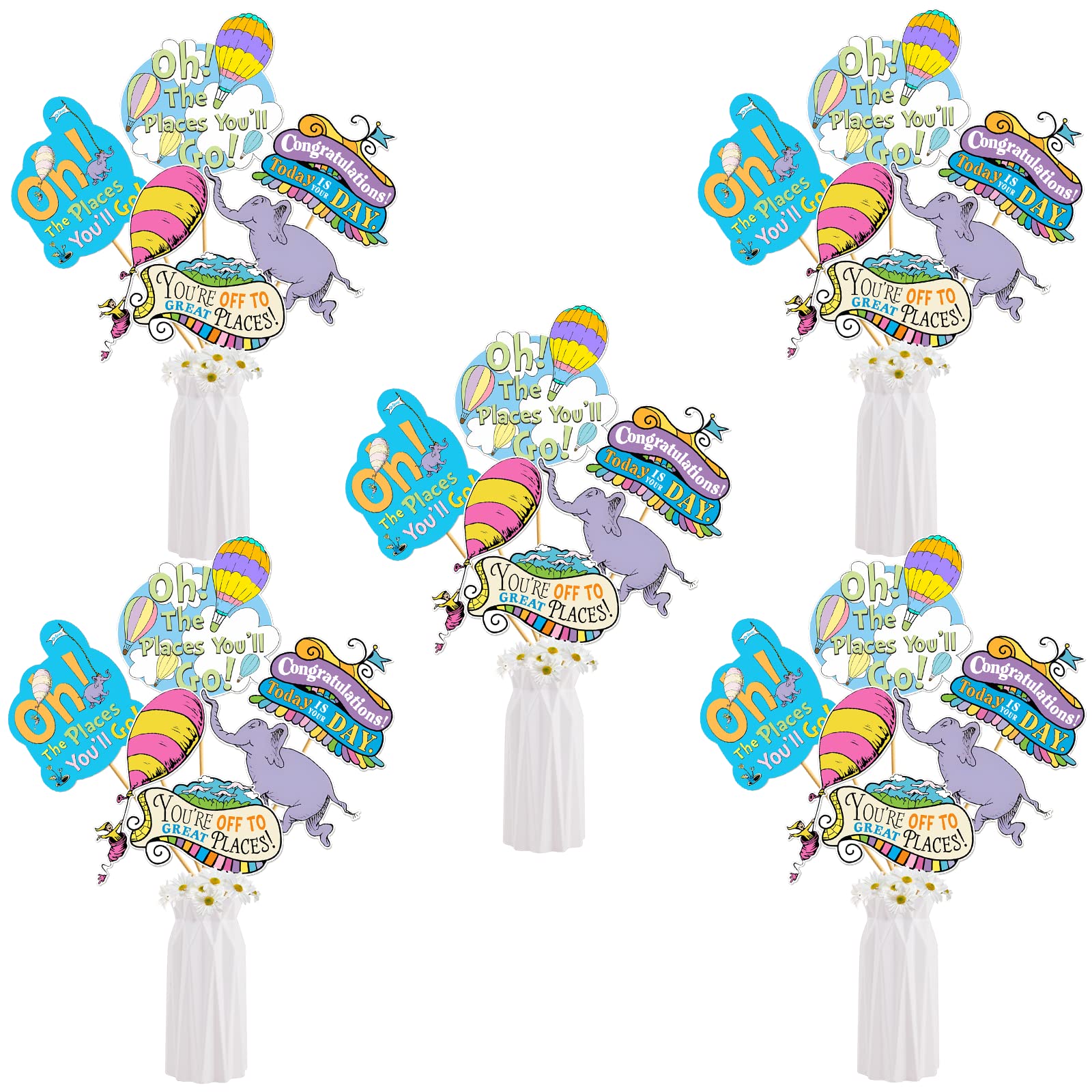 Oh The Places Youll Go Decorations 24Pcs Oh The Places Youll Go Centerpiece Sticks Kindergarten Graduation Party Centerpieces 