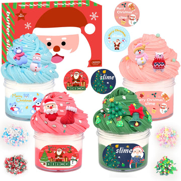 Christmas 4 Pack Butter Slime, Xmas Toys Kit, Classroom Party Favors For Kids 8-12, Party Favors For Classroom Birthday, Christm