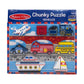 Melissa & Doug Vehicles Wooden Chunky Puzzle - Plane, Train, Cars, And Boats (9 Pcs)