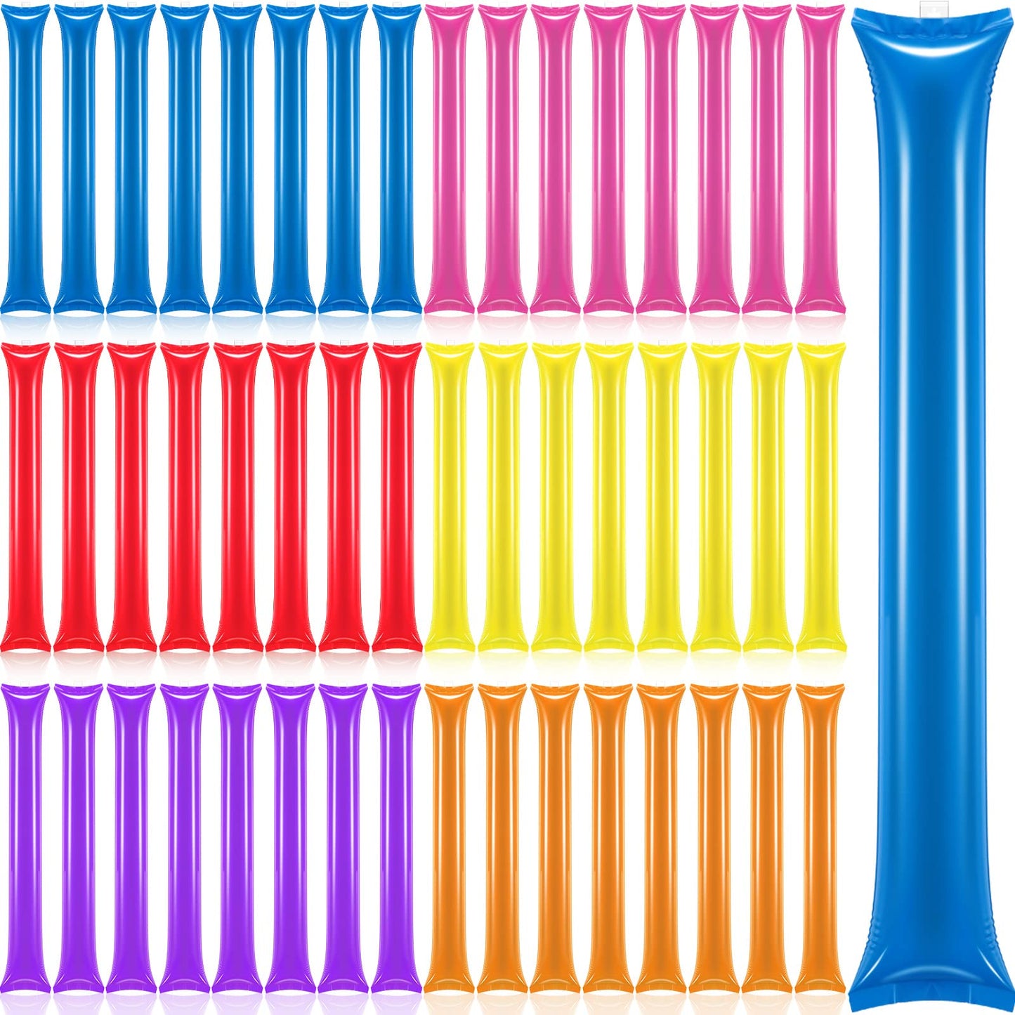 Civaner 48 Pcs Christmas Thunder Stick Team Spirit Boom Stick Cheering Stick Plastic Cheerleading Spirit Stick Clapper Inflatable Noise Maker Sports Supply(Blue, Yellow, Pink, Red, Orange, Purple)
