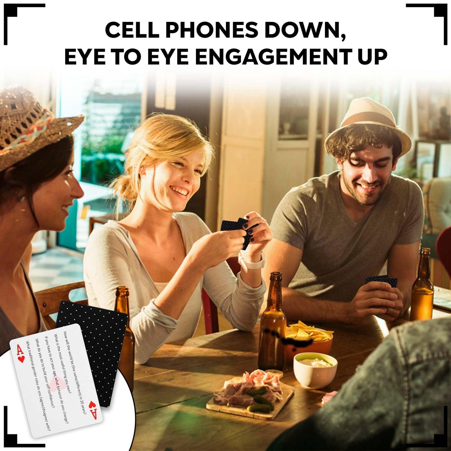 Cards & Conversation 250 Thought-Provoking Conversation Cards - Black and White Cardstock for Families, Friends, and Coworkers
