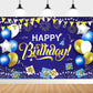 YinQin 180x120 cm Royal Navy Blue Gold Happy Birthday Backdrops Cloth 71x47 inch Birthday Photography Background Glitter Navy Bl