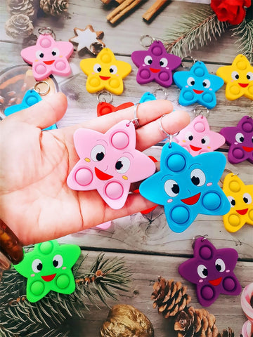 mypush popo 24 Packs Wish Sky Stars Students Christmas Gifts Bulk Rainbow Fidgets Gifts, Mini Pop Holiday Classroom Prize Party