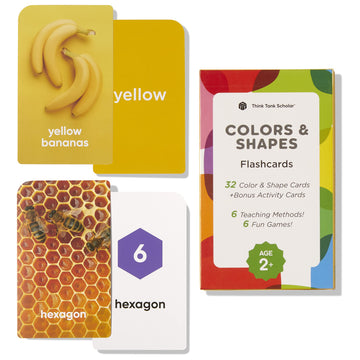 Think Tank Scholar Colors Flash Cards - Shapes Flashcards For Toddlers 2-4 And Kids Ages 4, 5, 6, 7, 8 Years Old - Learn Colors And Shapes - Real Pictures - Homeschool, Preschool, Or Classroom