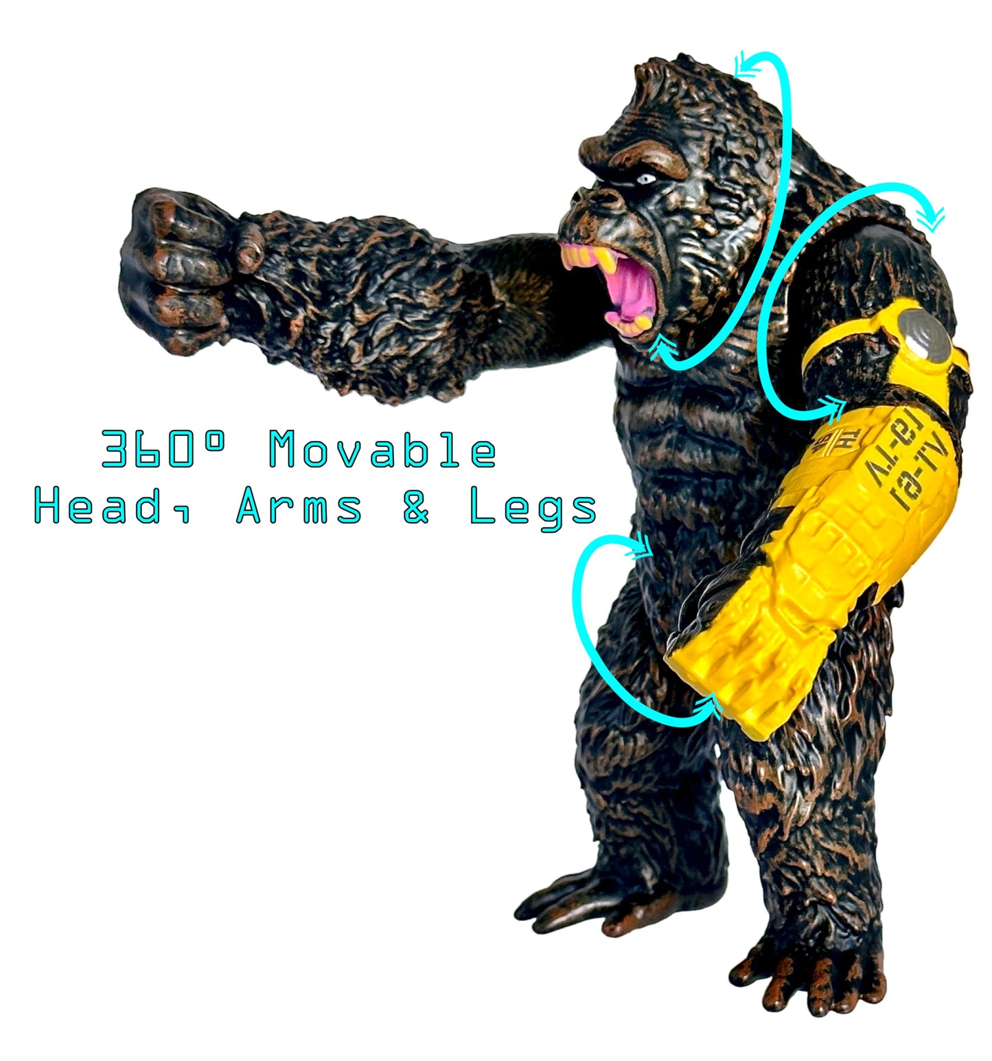 Twcare King Kong: The New Empire, Dinosaur Dragon Attack Action Figure 7” Fight Mode Gorilla Ape Solid Wild Movie Series, Travel Bag