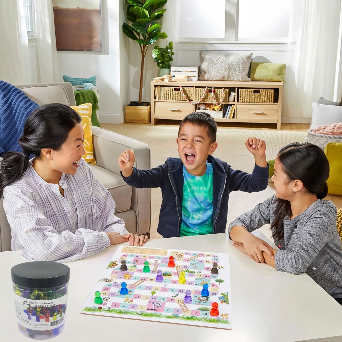 120 Pieces Game Pawns,Game Pieces For Board Games,Plastic Tokens Board Game Accessories With Portable Box(Translucent,6 Colors)