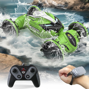 Amphibious Remote Control Car Boat - 4WD Gesture RC Stunt Car 2.4 GHz Transforms Waterproof Vehicle Toys for 5-12 Year Old All T