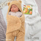 Sweet Bear Swaddle Blanket Newborn Gift Set with Storybook & Tree Rattle