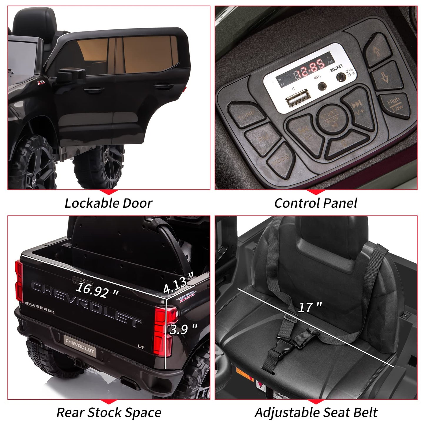 12V Ride On Car With Remote Control, Battery Powered Licensed Chevrolet Silverado Gmc Kids Ride On Truck, Toddler Electric Vehic