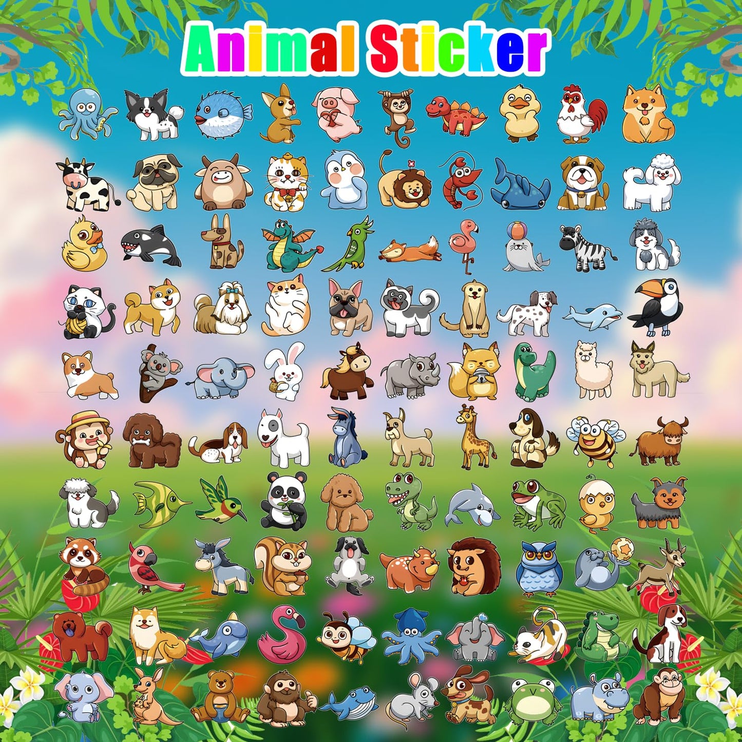 Kazjdkll Animal Stickers Pack,205Pcs Cute Animal Stickers For Kids,Water Bottle Stickers,Waterproof Vinyl Stickers For,Laptop,Sk