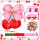 Feifeiya Coquette Pink Bow Cherry Piñata Bundle with Blindfold, Bat & Confetti - Perfect for Girls Birthday Party Supplies