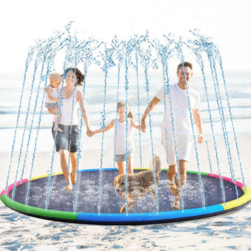 Lewtemi 8 ft Giant Non Slip Splash Pad 96'' for Adult and Dog, Thicken Sprinkler Pool Outdoor Fountaintoy Mat for Pet Dog(Stylis