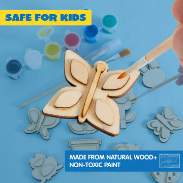 Joyin 12 Wooden Magnet Creativity Arts & Crafts Painting Kit For Kids, Decorate Your Own Painting Gift For Easter Basket Stuffers, Birthday Parties And Family Crafts, Party Favors For Boys Girls