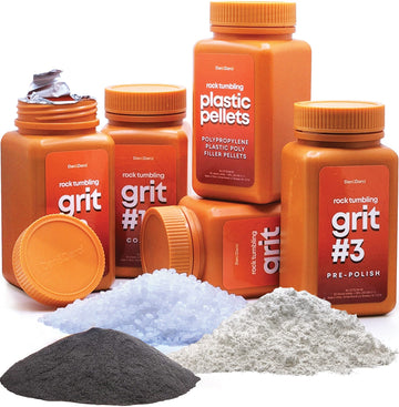 Dan&Darci Rock Tumbler Grit Refill Kit - 3.5 Pounds Grits Media + Poly Plastic Pellets - Rocks Polishing Refills For Any Brand Tumblers - Polish Tumbling Supplies Set - Stone Polisher