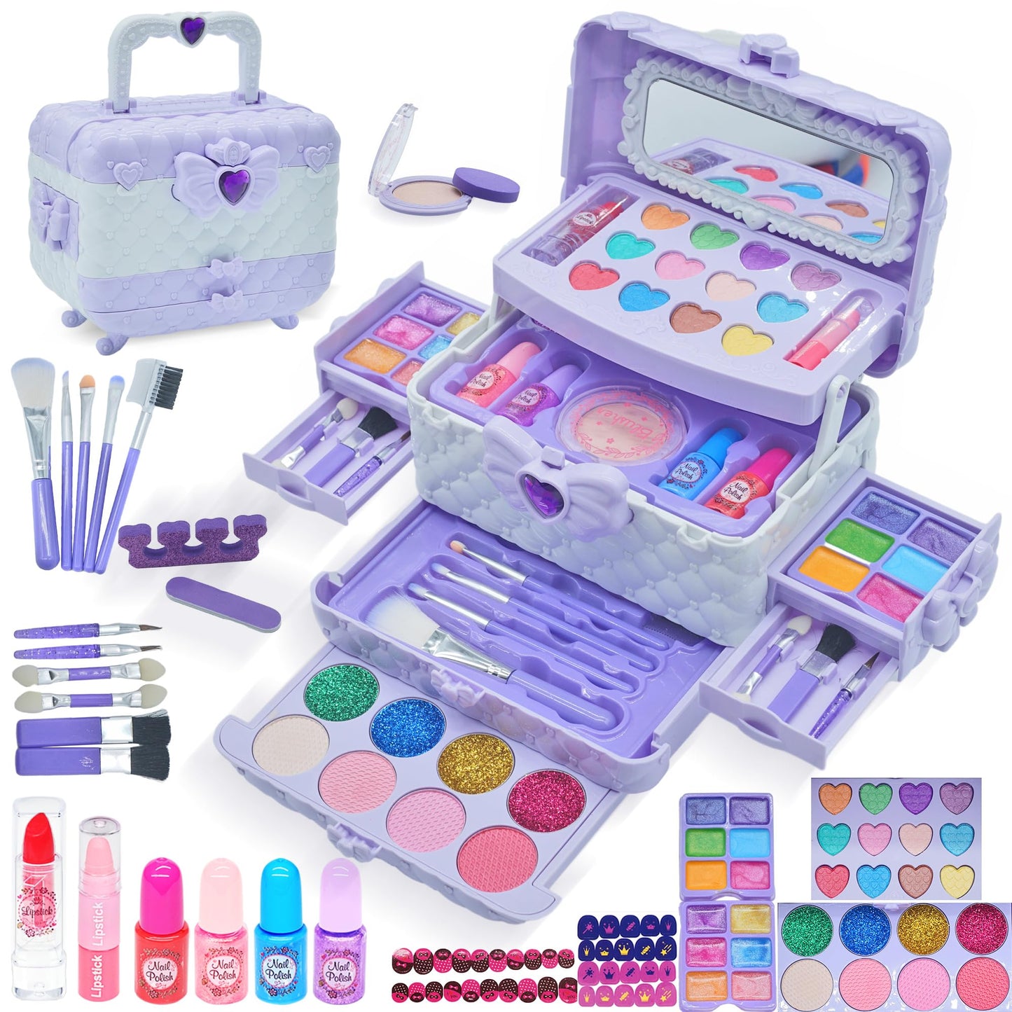 Kids Makeup Kit for Girl - 57PCS Kids Toys Make Up Set,Non Toxic & Washable Little Girls Toddler Toy,Princess Toys Play Makeup f