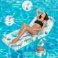 Pool Floats mature-themed Heavy Duty Inflatable Pool Lounger with Adjustable Backrest Cup Holder Floating Pool Tanning Rafts Water Floaty Lounge Lake Beach Party Games