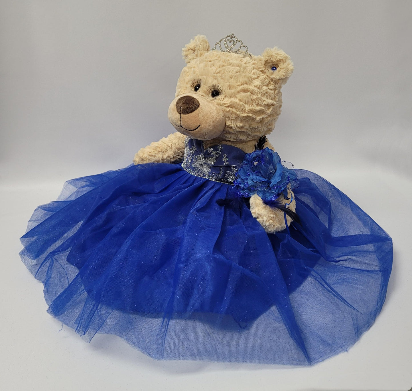 Kinnex Collections By Amanda 20'' Quince Anos Teddy Bear With Dress (Centerpiece) ~ B16632-15 (Royal Blue)