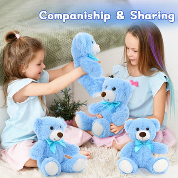 Morismos 6 Pack Teddy Bear Bulk, Soft Bulk Teddy Bear Stuffed Animals 14 Inch, Small Bear Plush For Baby Shower, Kids, Blue