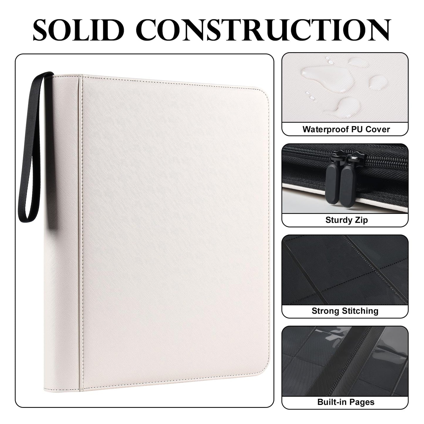 GEAoffice Archival Safe Top Loader Binder Holds 324 Cards  9 Pocket Trading Card Binder for Toploader 3?4 Rigid  enhanced Card Collection Album Folder Holder for MTG  TCG  Sports Cards  White