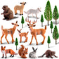 18 Pcs Forest Animals Figurines Woodland Animals Toys Model Trees Kit Miniature Plastic Toys Realistic Wild Forest For Cake Toppers Birthday Party Favor(Forest Animals)