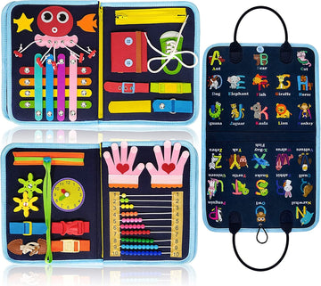 Gojmzo Busy Board Montessori Toys For 1 2 3 4 Year Old Boys & Girls Gifts, Sensory Toys For Toddlers 1-3, Educational Travel Toys, Preschool Activities Learning Alphabet Count Fine Motor Skills
