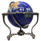 Unique Art 21-Inch Tall Blue Lapis Ocean Table Top Gemstone World Globe With Silver Tripod And Separated State Stones