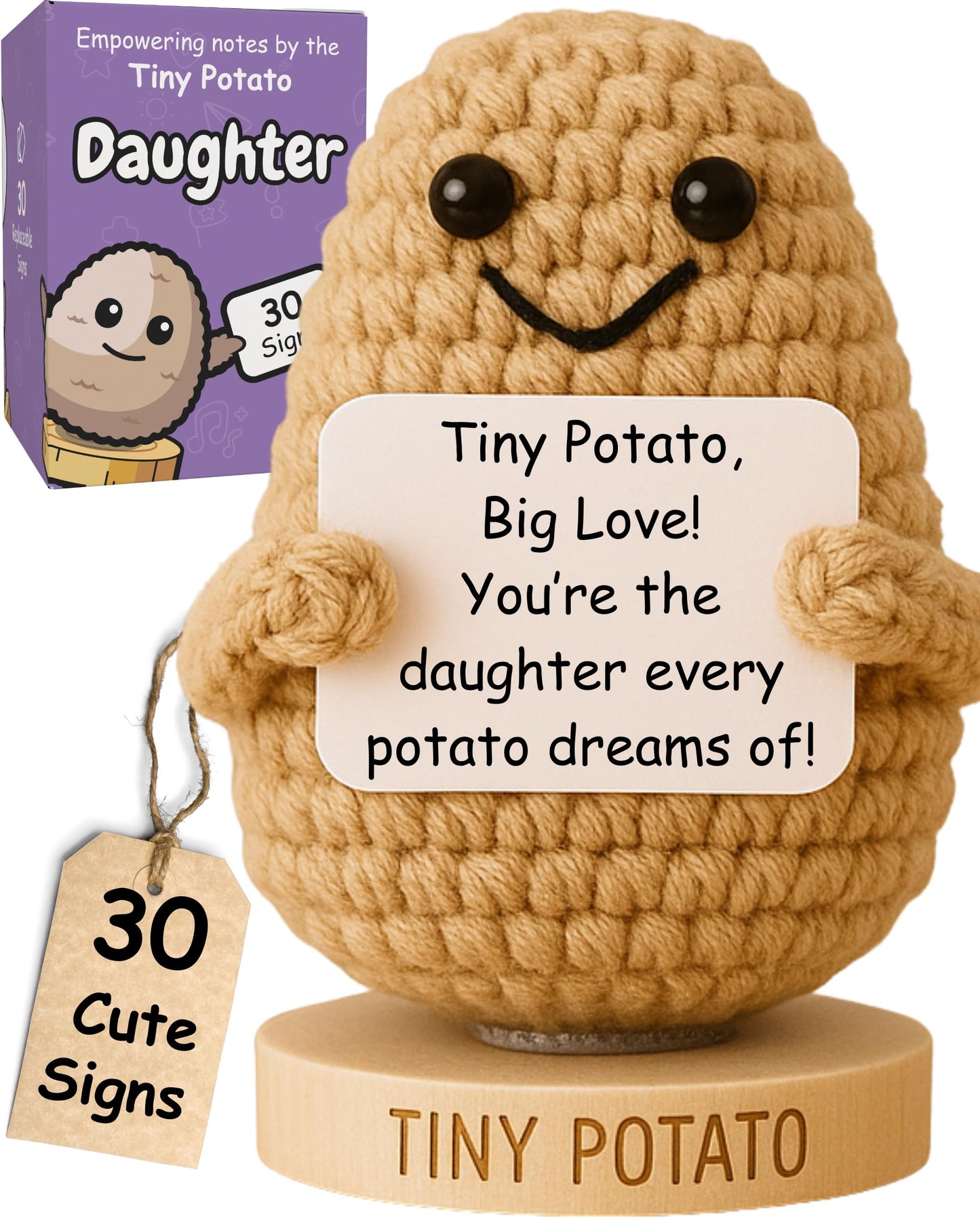 Got you a little something Daughter Gifts - Handmade Positive Crochet Potato Doll with 30 Signs - Birthday Gifts for Daughter  Bonus Step Child  Grown mature-themed Daughters Present