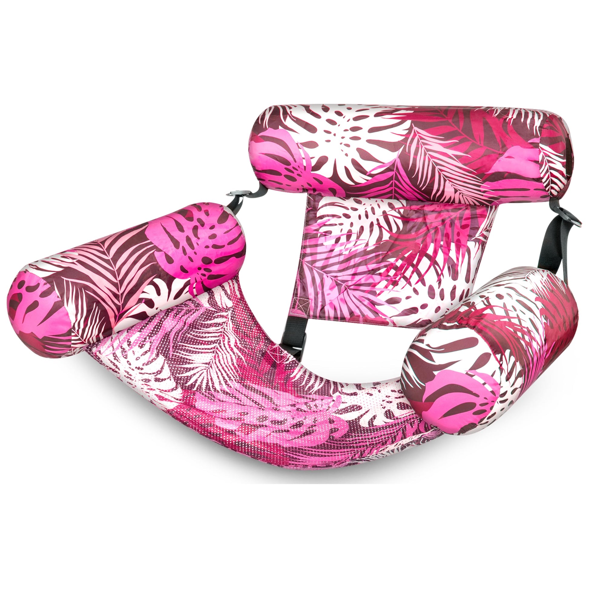 SLOOSH Pool Floats Chairs mature-themed Inflatable Pool Lounge Plant Pattern Floating Mat Hck Blow up Water Chairs Noodles rafts for Party Summer Water Beach Fun Pink Leaves