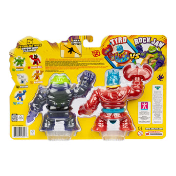 Heroes of Goo Jit Zu Smash Strikers Versus Pack  Tyro Vs Rock Jaw  Goo Filled Action Figures protective coveringed with The Ultimate Smashing Fist   Stretch Them Up to 3 Times Their Size - Sensory Toys