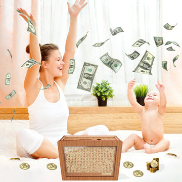 2 Pack Piggy Bank For Adults Kids, Wooden Coin Bank For Boys And Girls, Cash Vault Money Saving Box With Counter $10000 Savings
